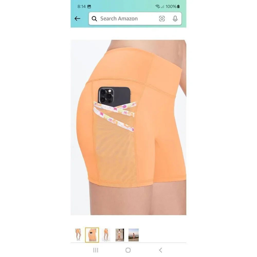 New 2X Fabletics Trinity Motion 365 Peach Orange Floral Shorts Athletic Casual